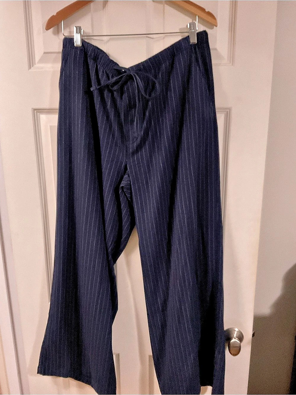 American Eagle AE Striped Pull-On Pant Wide Leg Pants Blue Large